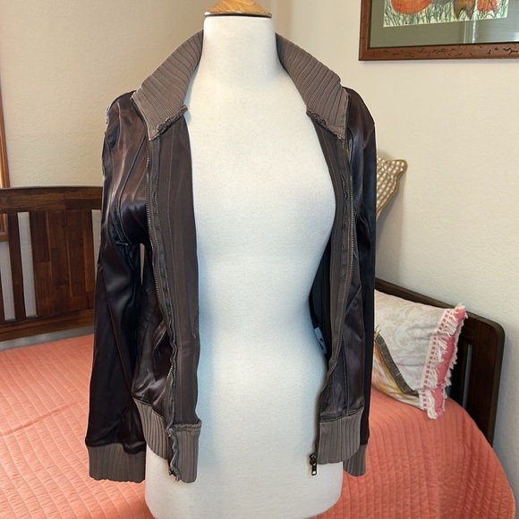 Joe’s Jeans Vintage Y2K Satin Aviation Bomber Brown Jacket size Large - Picture 8 of 16